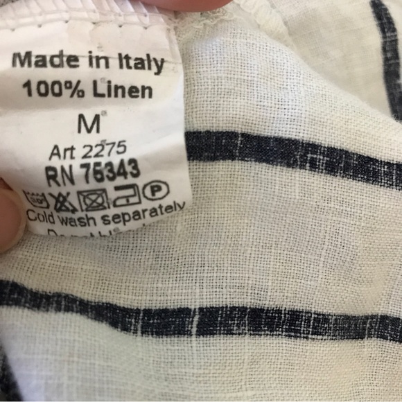 Terzo Millenio 100% linen stripe spaghetti strap maxi dress - Picture 9 of 10